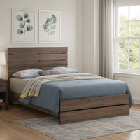 Queen Bed with Panel Headboard and Footboard, Brown  - BM242644