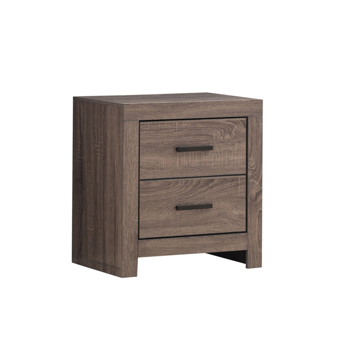 2 Drawer Nightstand with Metal Bar Pulls, Brown  - BM242646