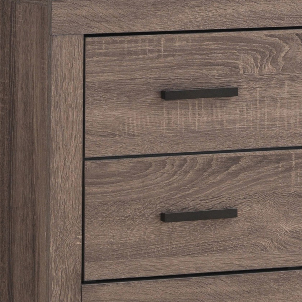 2 Drawer Nightstand with Metal Bar Pulls, Brown  - BM242646