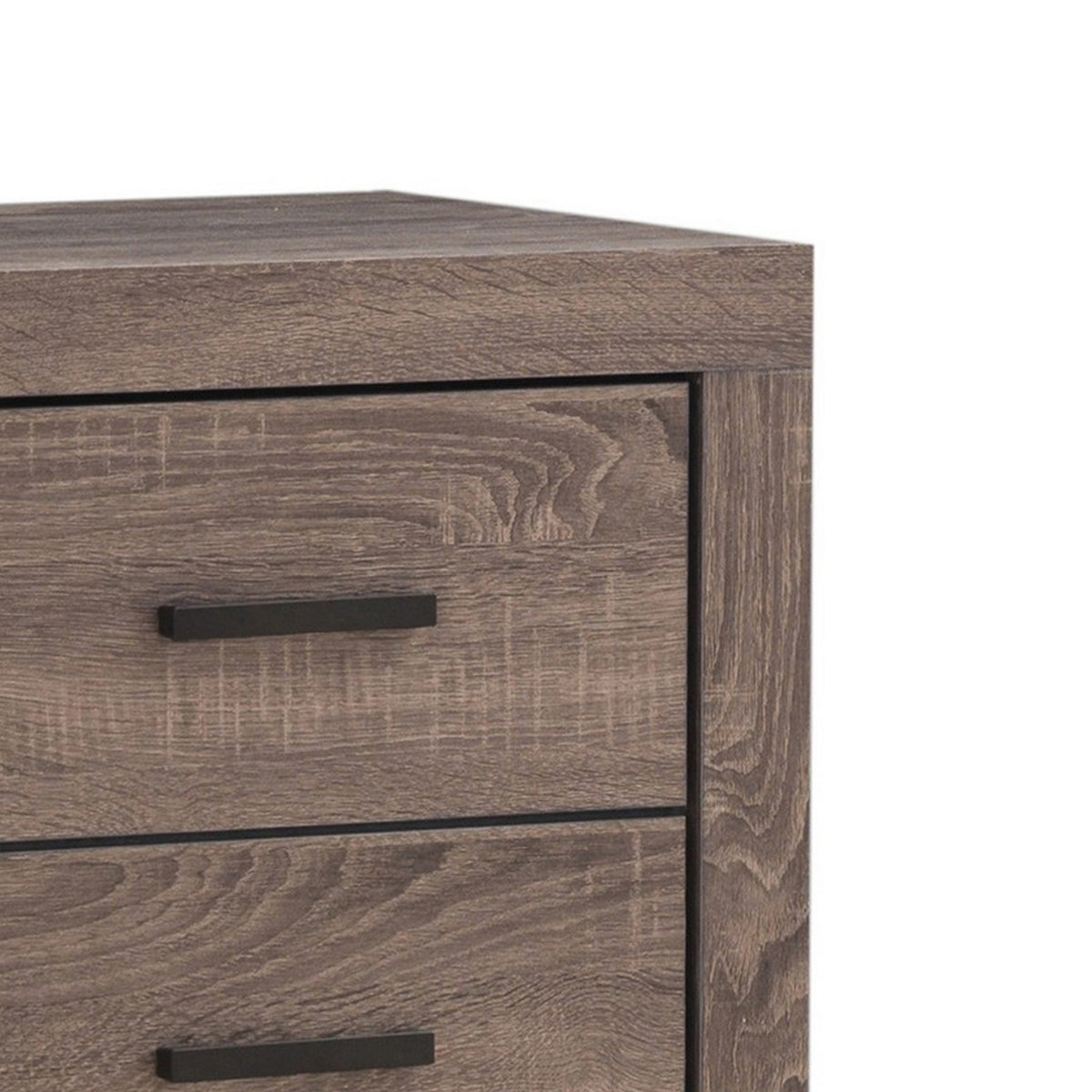 2 Drawer Nightstand with Metal Bar Pulls, Brown  - BM242646