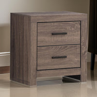 2 Drawer Nightstand with Metal Bar Pulls, Brown  - BM242646