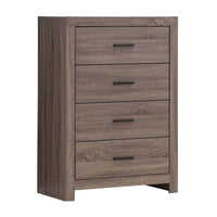 4 Drawer Chest with Metal Bar Pulls, Brown  - BM242649