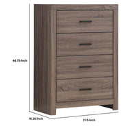 4 Drawer Chest with Metal Bar Pulls, Brown  - BM242649