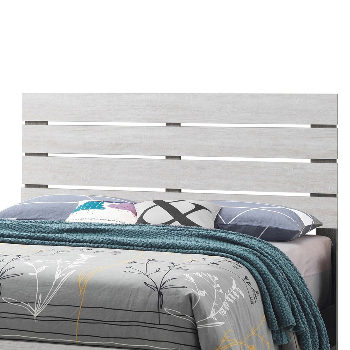 Queen Bed with Panel Headboard and Footboard, White  - BM242650