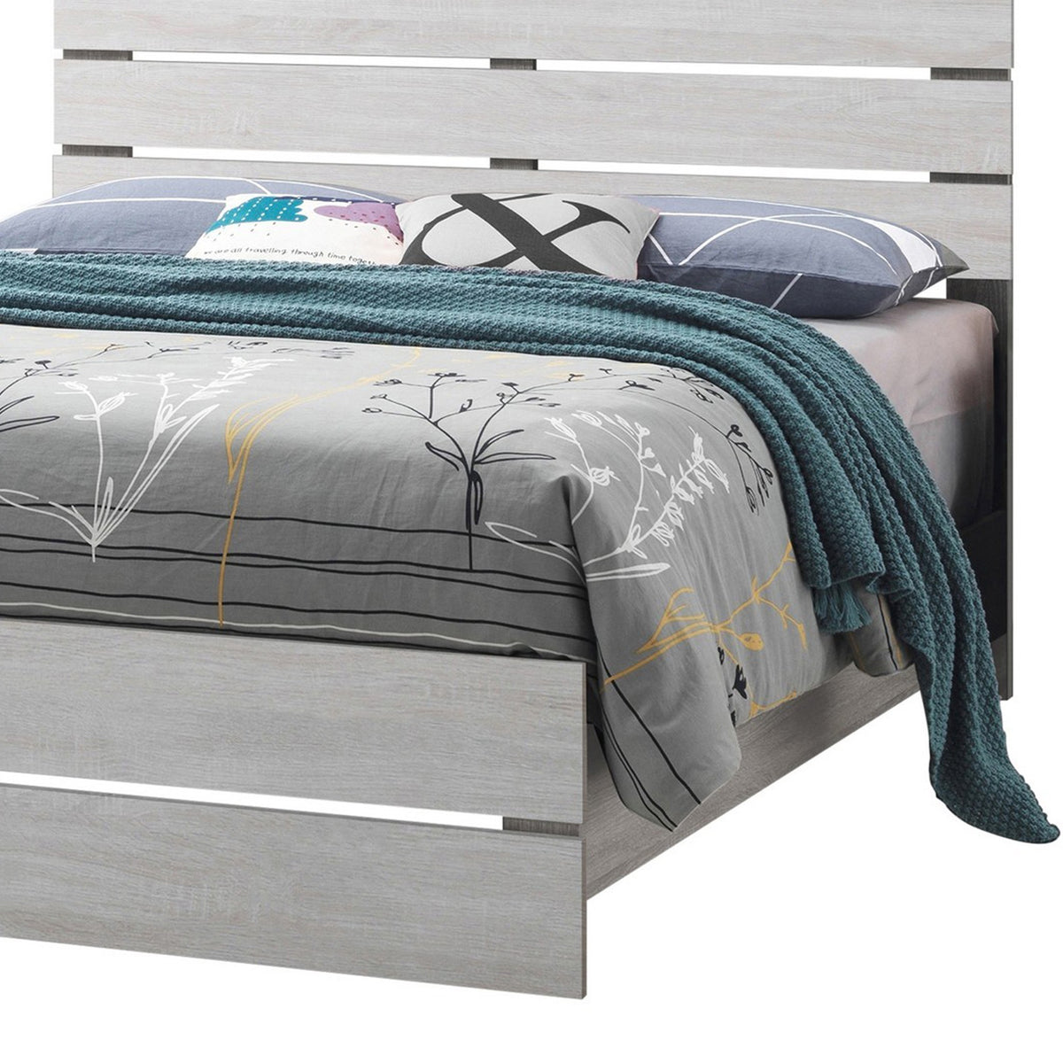 Queen Bed with Panel Headboard and Footboard, White  - BM242650