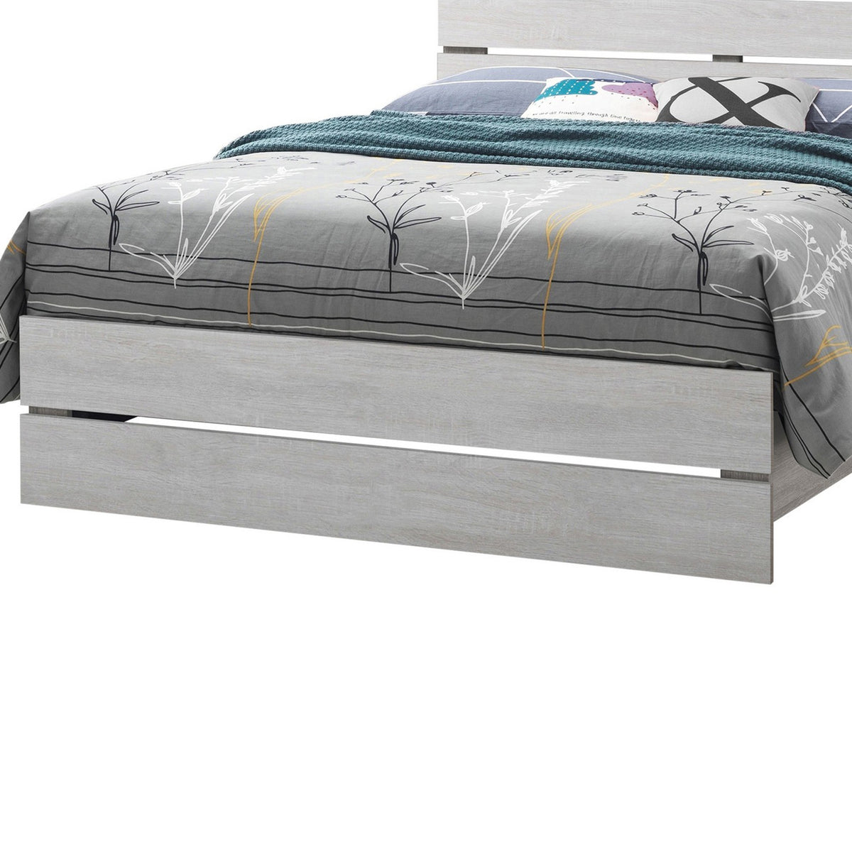 Queen Bed with Panel Headboard and Footboard, White  - BM242650