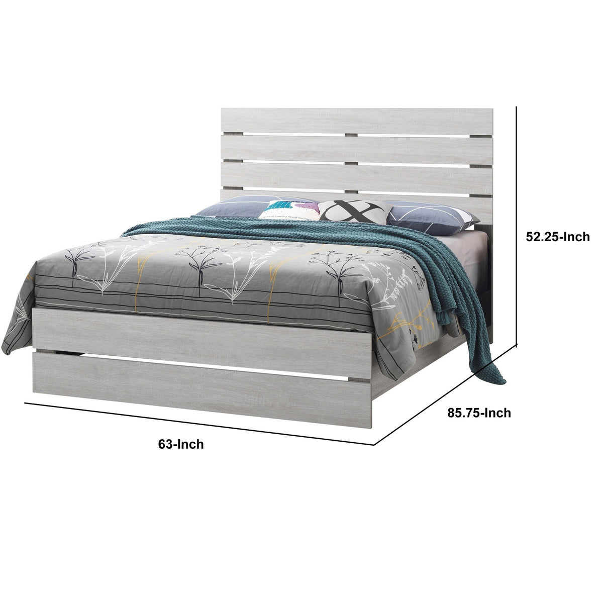 Queen Bed with Panel Headboard and Footboard, White  - BM242650