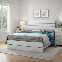 Queen Bed with Panel Headboard and Footboard, White  - BM242650