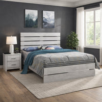 Queen Bed with Panel Headboard and Footboard, White  - BM242650