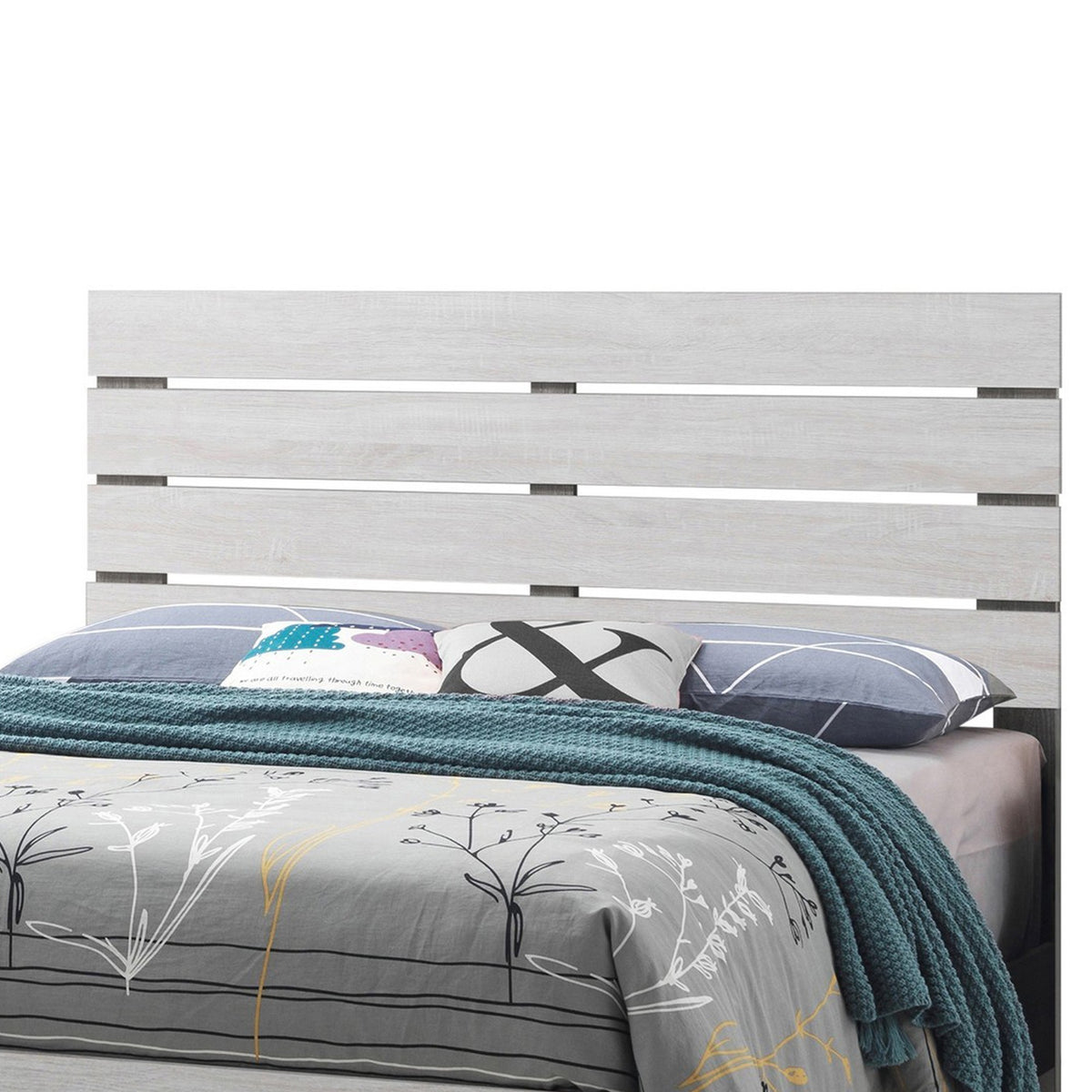 Eastern King Bed with Panel Headboard and Footboard, White  - BM242651