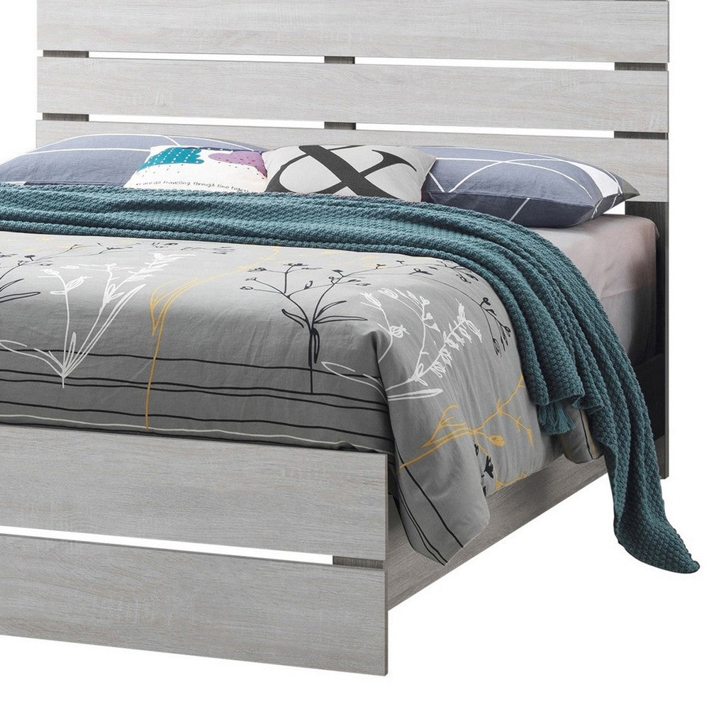 Eastern King Bed with Panel Headboard and Footboard, White  - BM242651