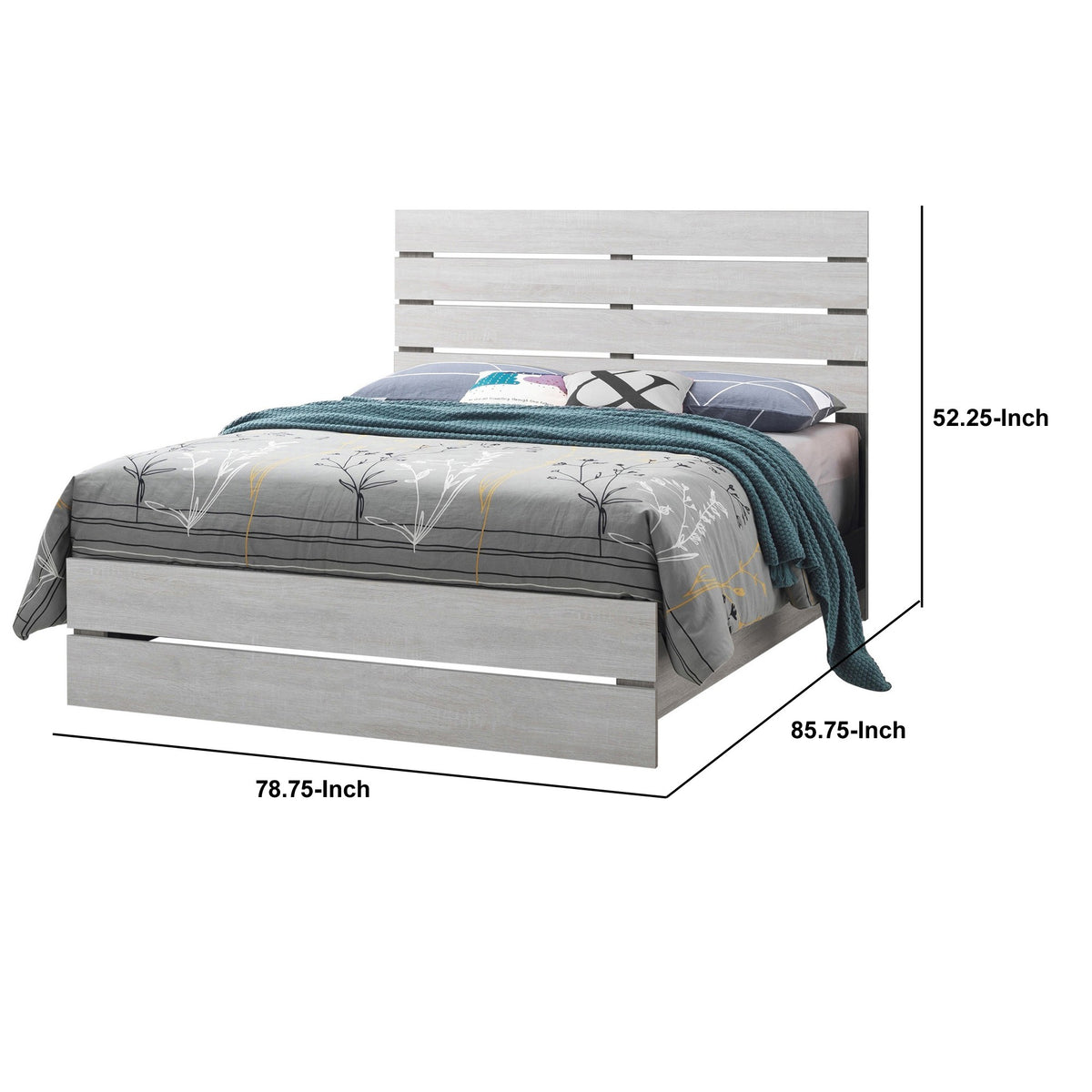 Eastern King Bed with Panel Headboard and Footboard, White  - BM242651