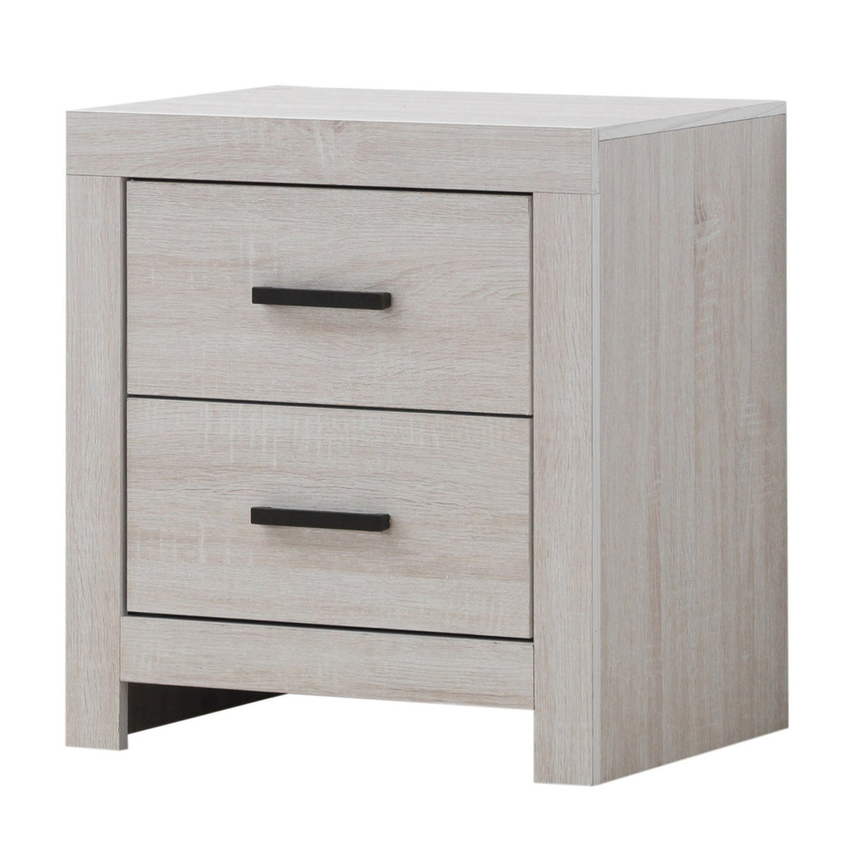 Nightstand with 2 Drawers and Metal Bar Pulls, White  - BM242652