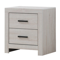 Nightstand with 2 Drawers and Metal Bar Pulls, White  - BM242652