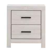 Nightstand with 2 Drawers and Metal Bar Pulls, White  - BM242652