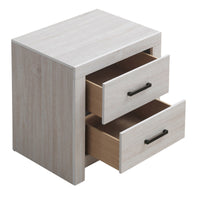 Nightstand with 2 Drawers and Metal Bar Pulls, White  - BM242652