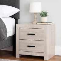 Nightstand with 2 Drawers and Metal Bar Pulls, White - BM242652
