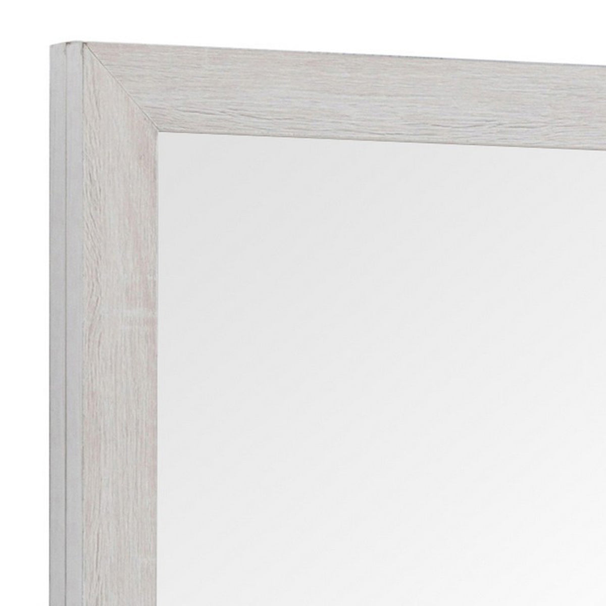Mirror with Wooden Frame and Grain Details, White  - BM242654