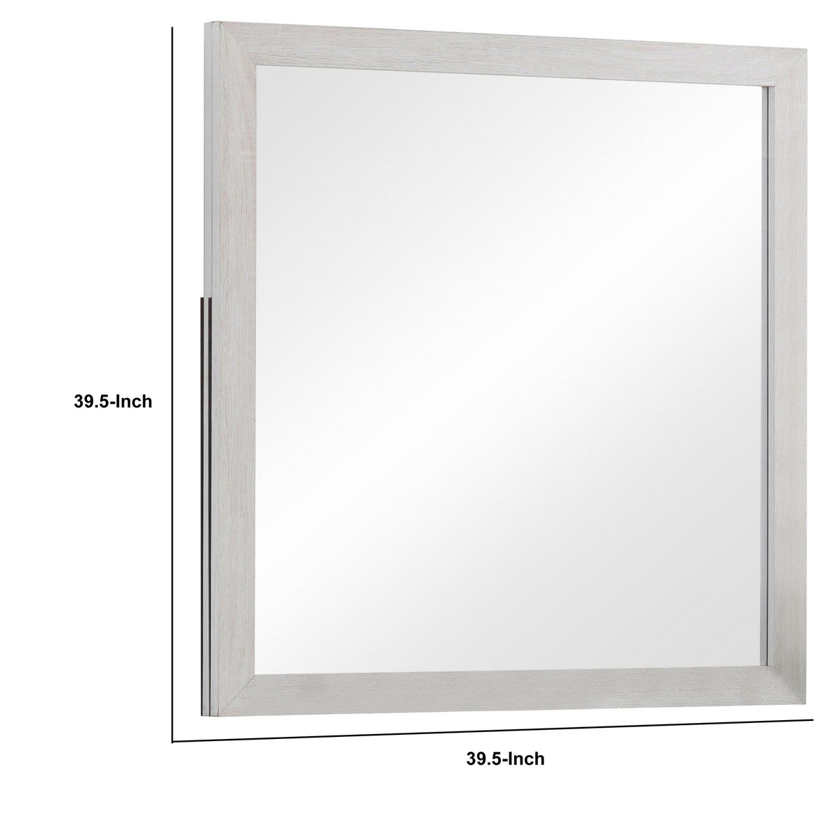 Mirror with Wooden Frame and Grain Details, White  - BM242654