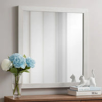 Mirror with Wooden Frame and Grain Details, White  - BM242654