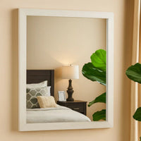 Mirror with Wooden Frame and Grain Details, White  - BM242654