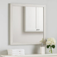 Mirror with Wooden Frame and Grain Details, White  - BM242654