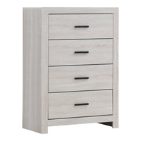 Chest with 5 Drawers and Metal Bar Pulls, White  - BM242655