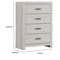 Chest with 5 Drawers and Metal Bar Pulls, White  - BM242655
