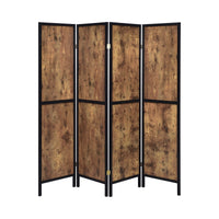 4 Panel Screen with Grain Details and Knots, Brown and Black  - BM242727