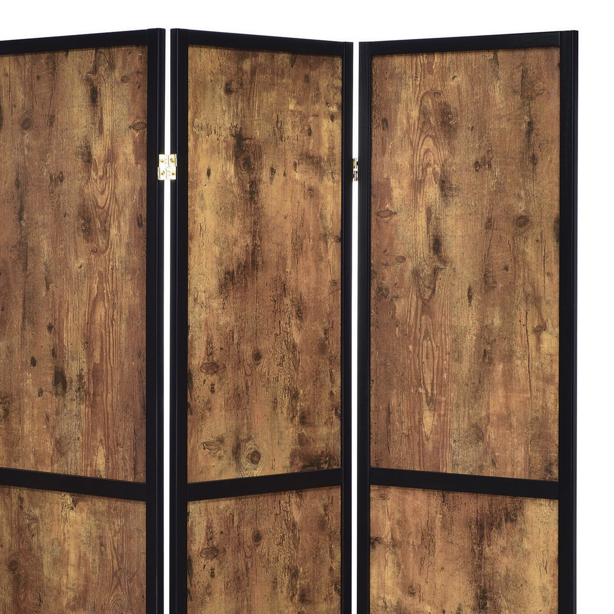 4 Panel Screen with Grain Details and Knots, Brown and Black  - BM242727