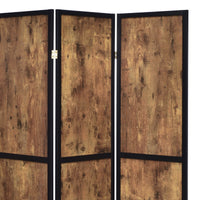 4 Panel Screen with Grain Details and Knots, Brown and Black  - BM242727