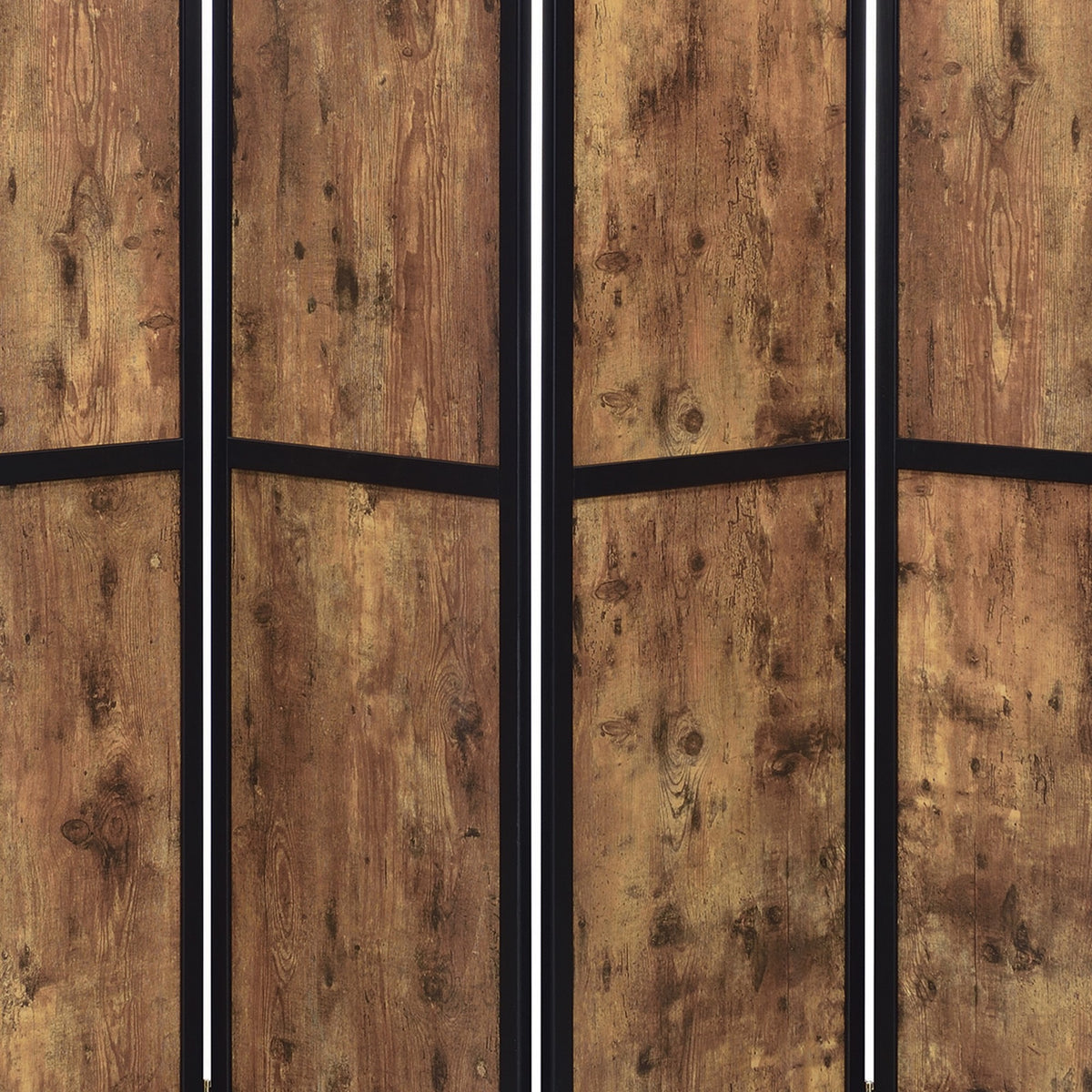4 Panel Screen with Grain Details and Knots, Brown and Black  - BM242727
