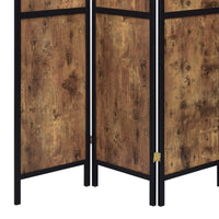 4 Panel Screen with Grain Details and Knots, Brown and Black  - BM242727