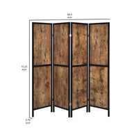 4 Panel Screen with Grain Details and Knots, Brown and Black  - BM242727