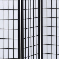 3 Panel Screen with Grid Design Wooden Frame, Black  - BM242730