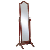 Standing Cheval Mirror with Wooden Frame Turned Posts, Brown  - BM242735