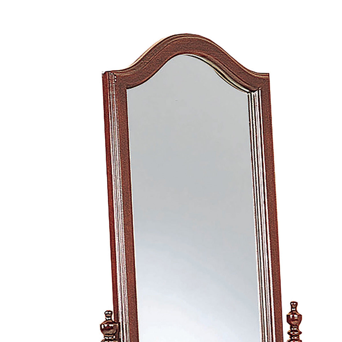 Standing Cheval Mirror with Wooden Frame Turned Posts, Brown  - BM242735