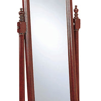 Standing Cheval Mirror with Wooden Frame Turned Posts, Brown  - BM242735