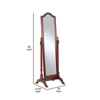 Standing Cheval Mirror with Wooden Frame Turned Posts, Brown  - BM242735