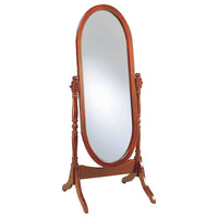 Standing Cheval Mirror with Oval Frame Turned Posts, Brown  - BM242736