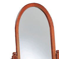 Standing Cheval Mirror with Oval Frame Turned Posts, Brown  - BM242736