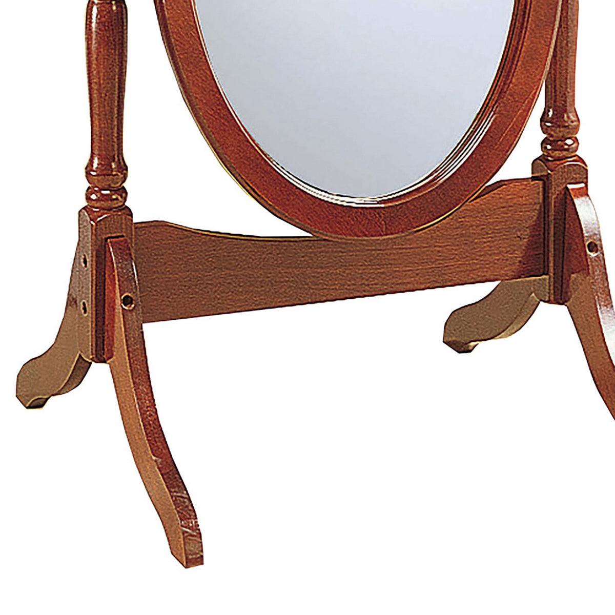 Standing Cheval Mirror with Oval Frame Turned Posts, Brown  - BM242736