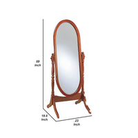 Standing Cheval Mirror with Oval Frame Turned Posts, Brown  - BM242736