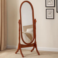 Standing Cheval Mirror with Oval Frame Turned Posts, Brown  - BM242736