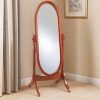 Standing Cheval Mirror with Oval Frame Turned Posts, Brown  - BM242736