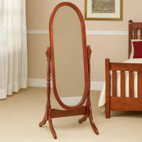 Standing Cheval Mirror with Oval Frame Turned Posts, Brown  - BM242736