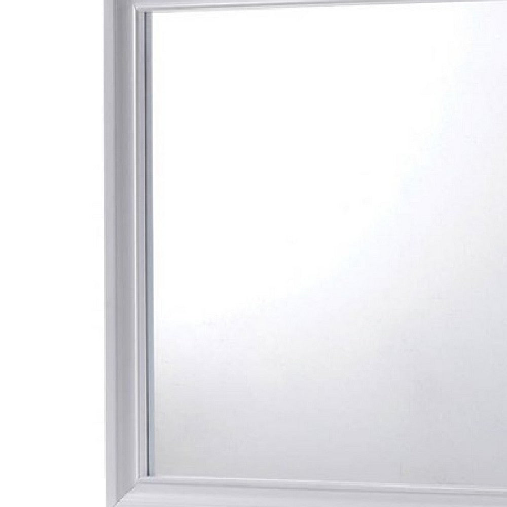 Wall Mirror with Molded Wooden Frame, White - BM245807