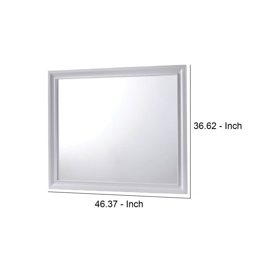 Wall Mirror with Molded Wooden Frame, White - BM245807