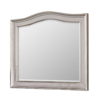 Curved Top Wooden Frame Mirror with Molded Details, Silver - BM245826