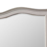 Curved Top Wooden Frame Mirror with Molded Details, Silver - BM245826